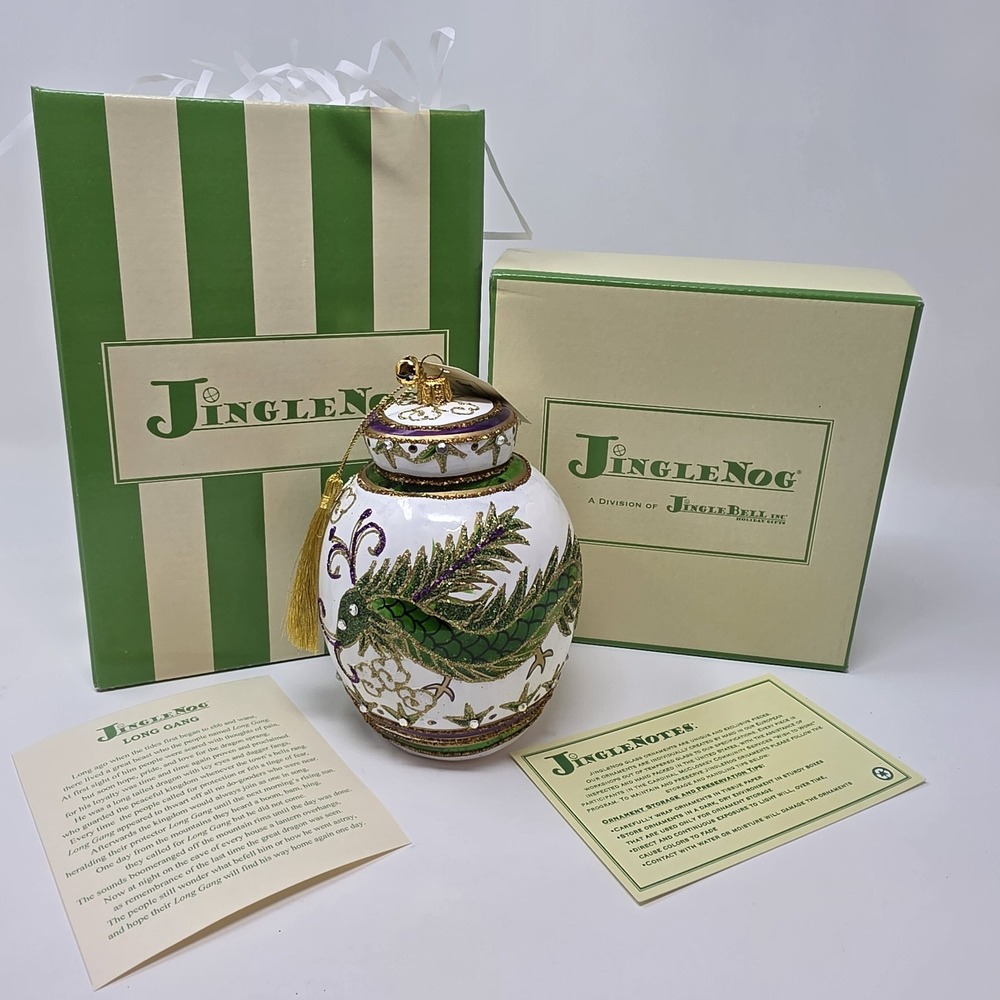 NIB JingleNog Long Gang Ornament #80593 Hand Blown & Painted in Poland